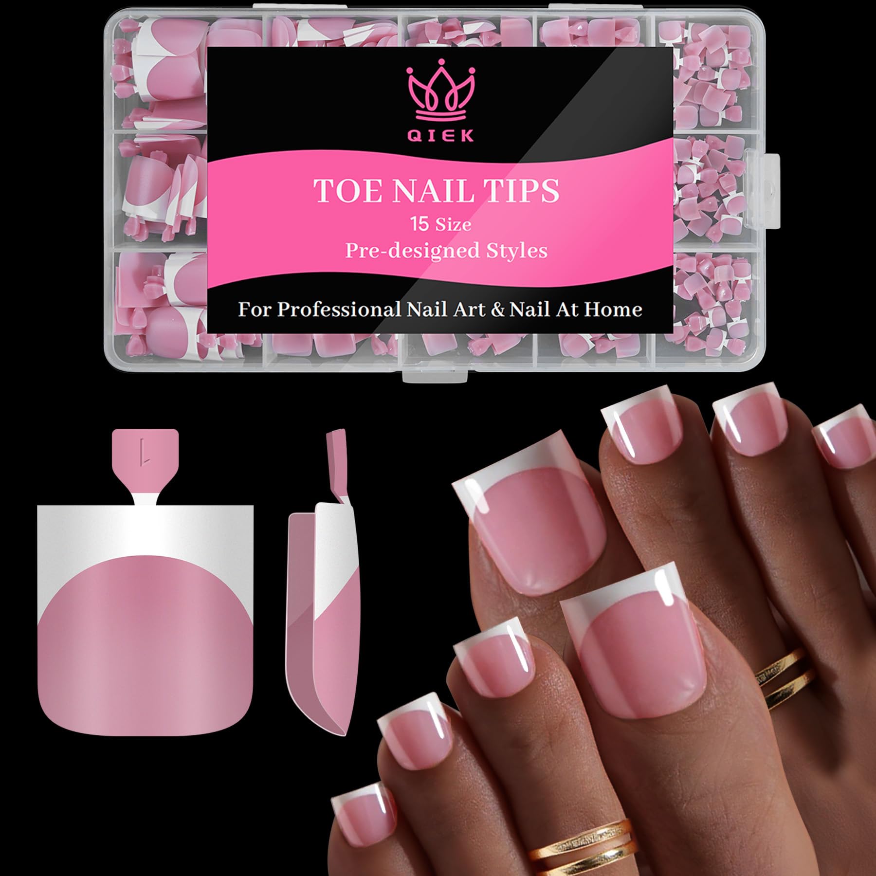 QIEK berry pink toe nails with a French tip for a chic at-home pedicure