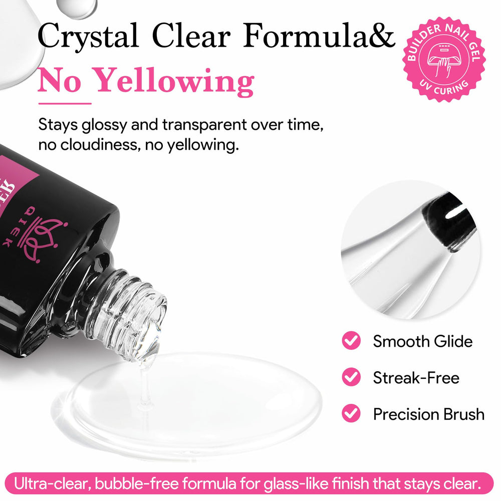 QIEK Builder Nail Gel base coat provides a solid foundation for designs.
