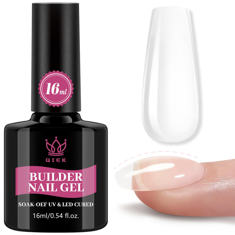 QIEK Builder Nail Gel bottle showing clear formula for precise, smooth application.