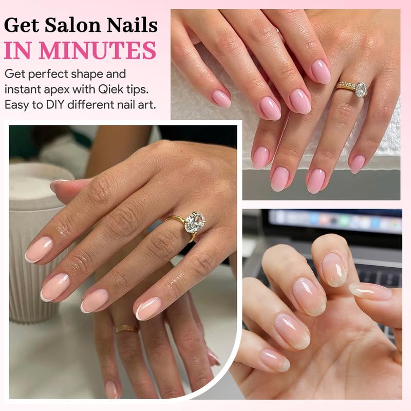QIEK clear half-matte nail tips blending naturally with nails