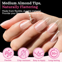 QIEK clear nail tips offer long-lasting wear with a feather-light feel.