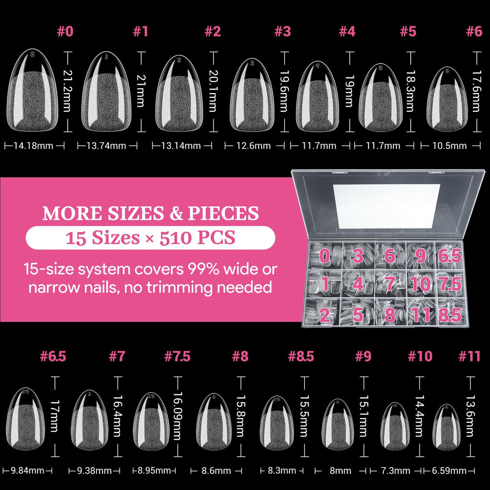 QIEK crystal-clear tips resist yellowing while supporting nail art.