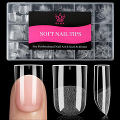 QIEK extra-short sharp square nail tips for precise, salon-grade French nails.