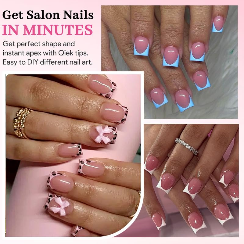 QIEK half-matte flat-head nail tips easy DIY application.