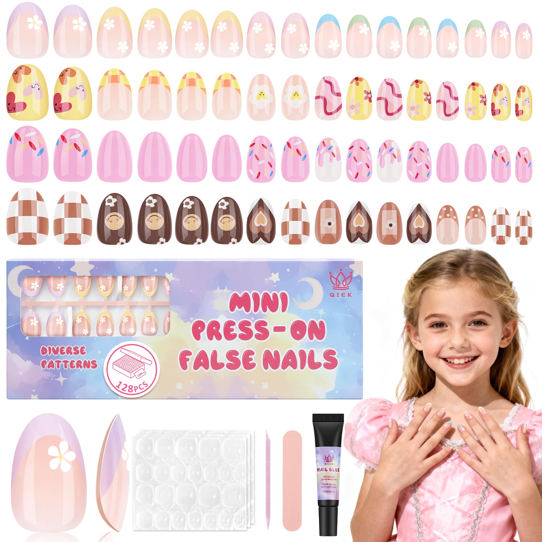 QIEK kids nail kit four-pack box for creative at-home manicures