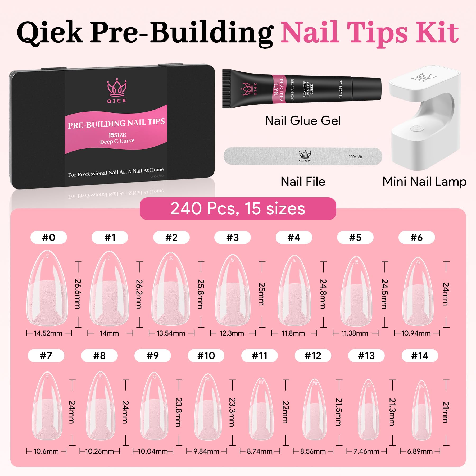 QIEK nail file included for shaping and prep