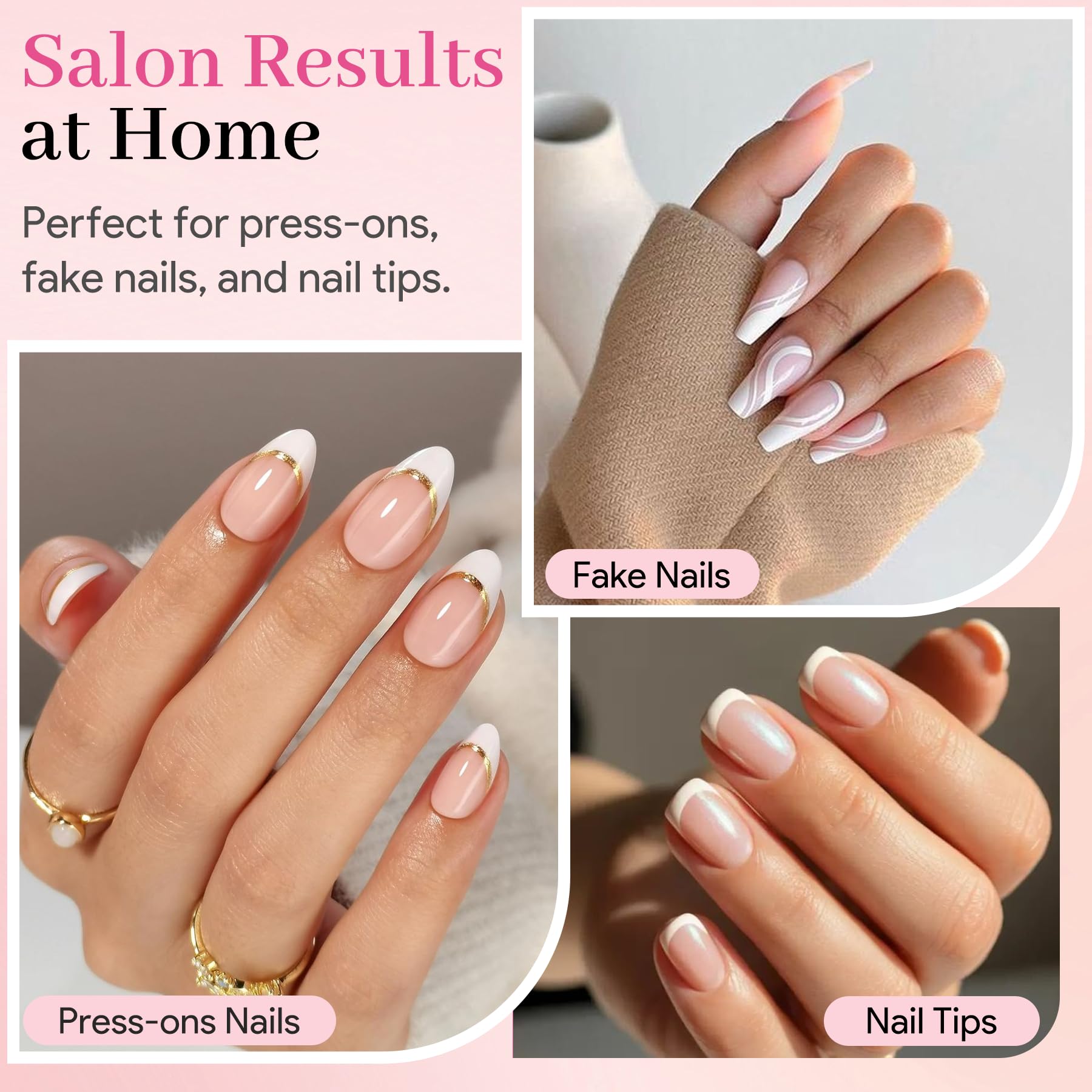 QIEK nail glue features a fine 1mm tip for precise application