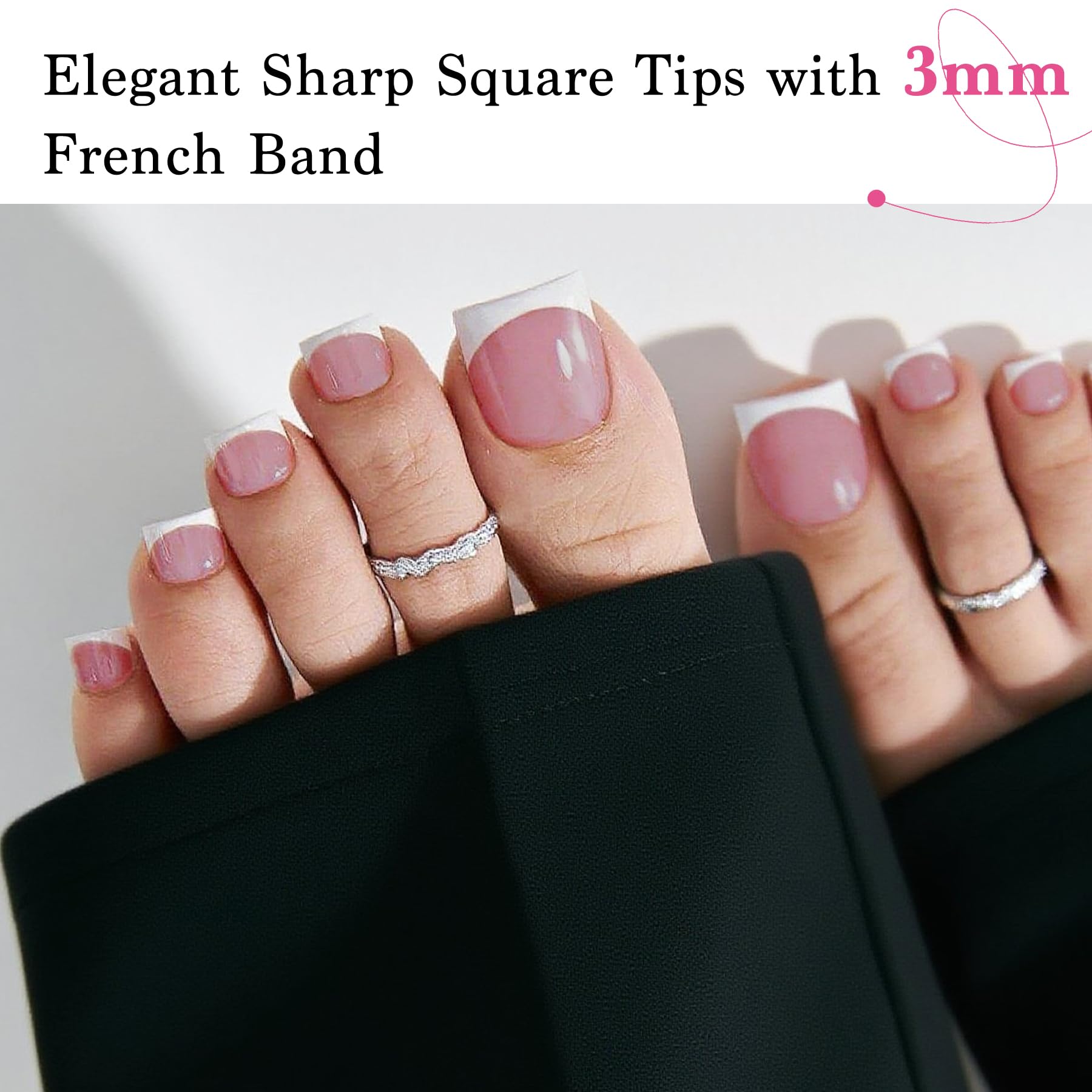 QIEK sharp square press-ons on toes for a modern salon-style look