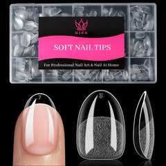 QIEK short oval nail tips 240-piece set for versatile at-home manicure use