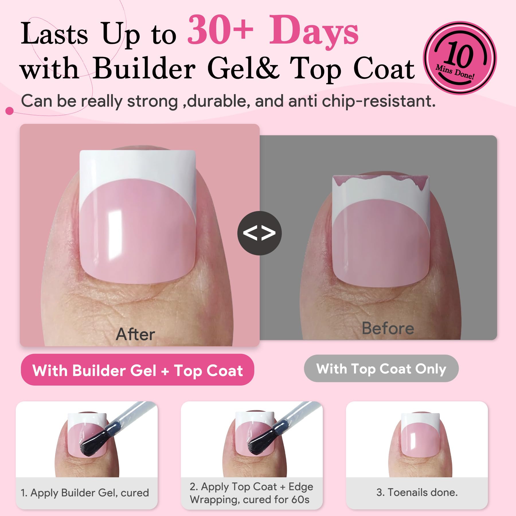 QIEK thick curved tips feel natural on real nails for lasting wear.