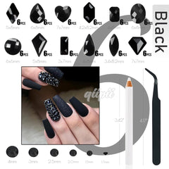 qiipii 1980 black round beads in multiple sizes for nail art