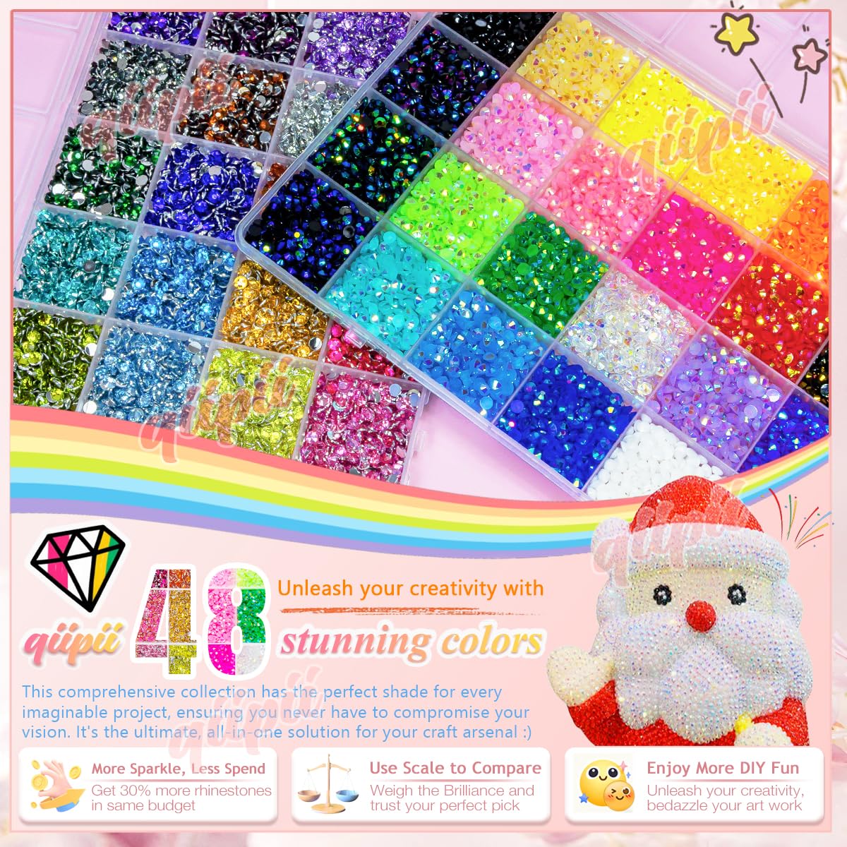 qiipii 24 crystal rhinestones for crisp sparkle