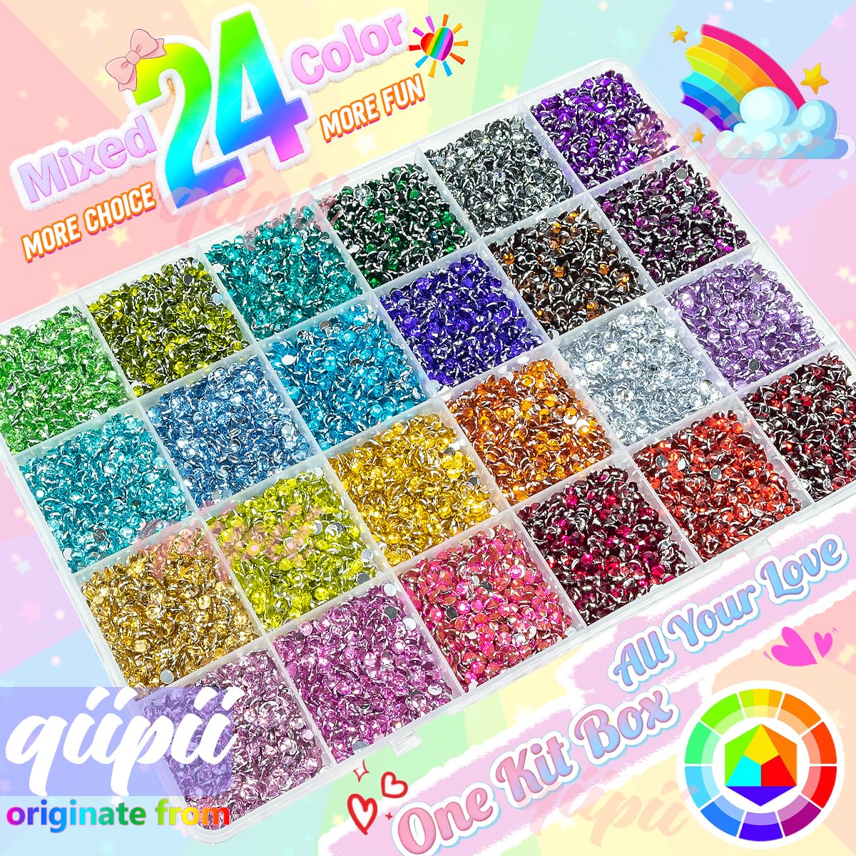 qiipii rhinestones close-up highlights crystal facets for precise nail art