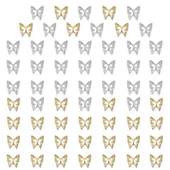 Qiipii 3D butterfly charms in gold and silver for dazzling nail art on natural or gel nails