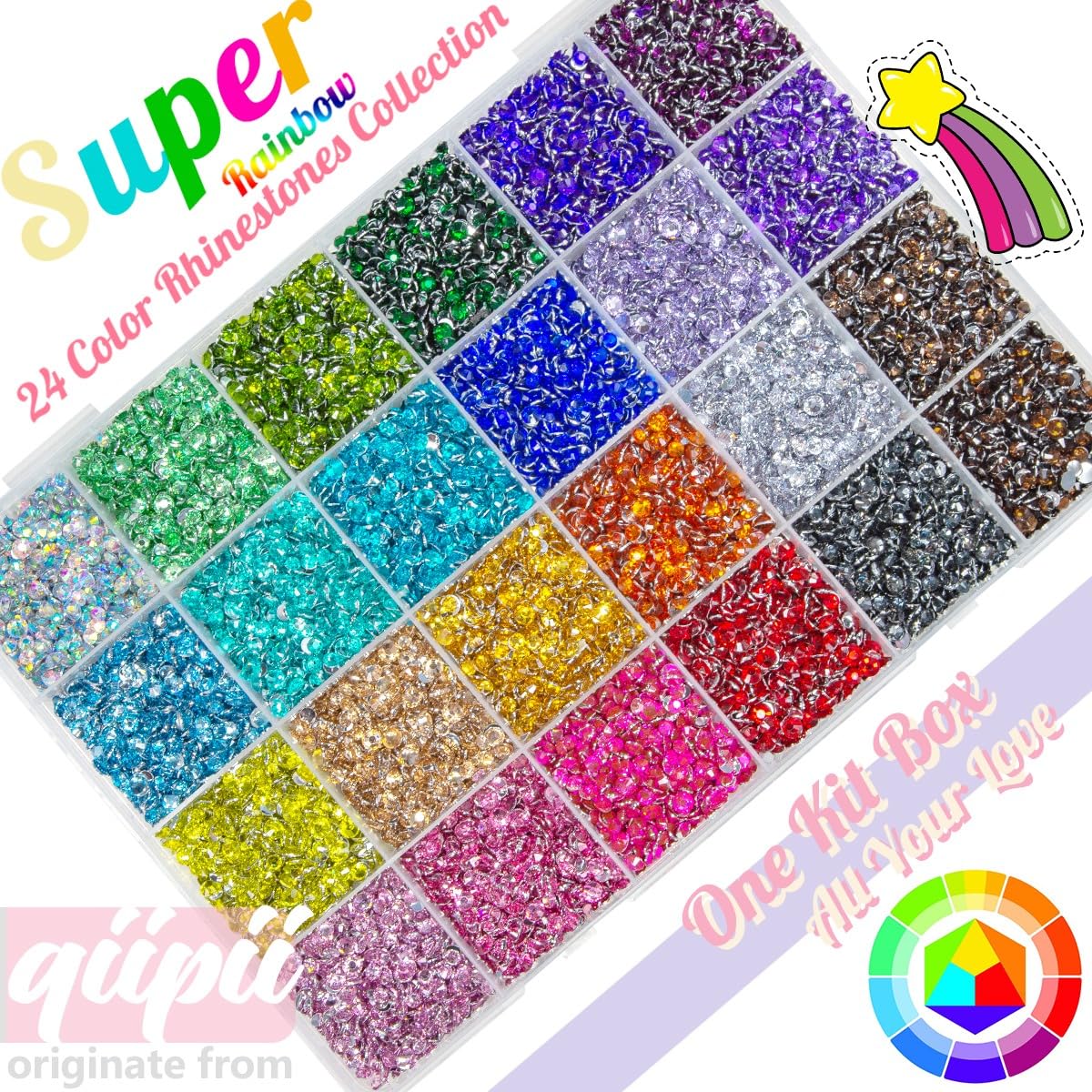 Qiipii 3mm and 4mm rhinestones close-up for precise detailing.