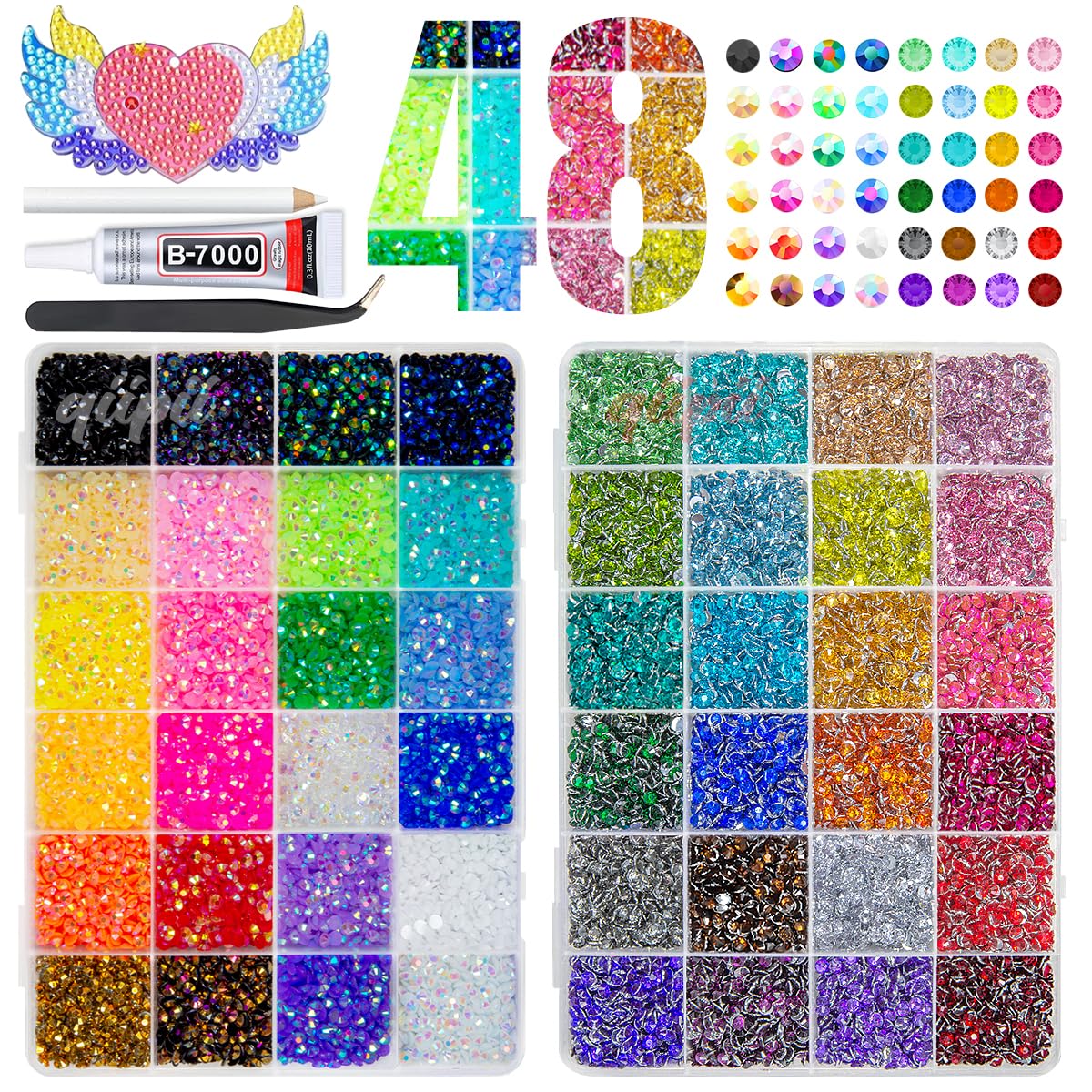 qiipii 48-color jelly AB 4mm rhinestones for vibrant DIY crafts