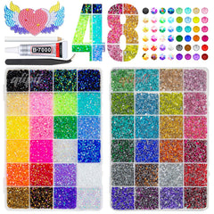 qiipii 48-color rainbow rhinestones organized in a box for easy crafting