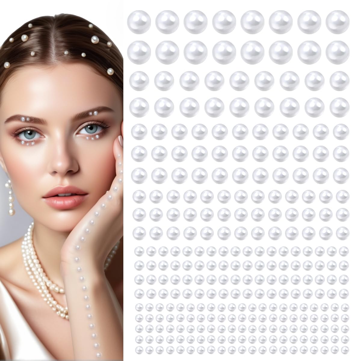 qiipii pure white half pearl stickers 10mm for nails and makeup accents