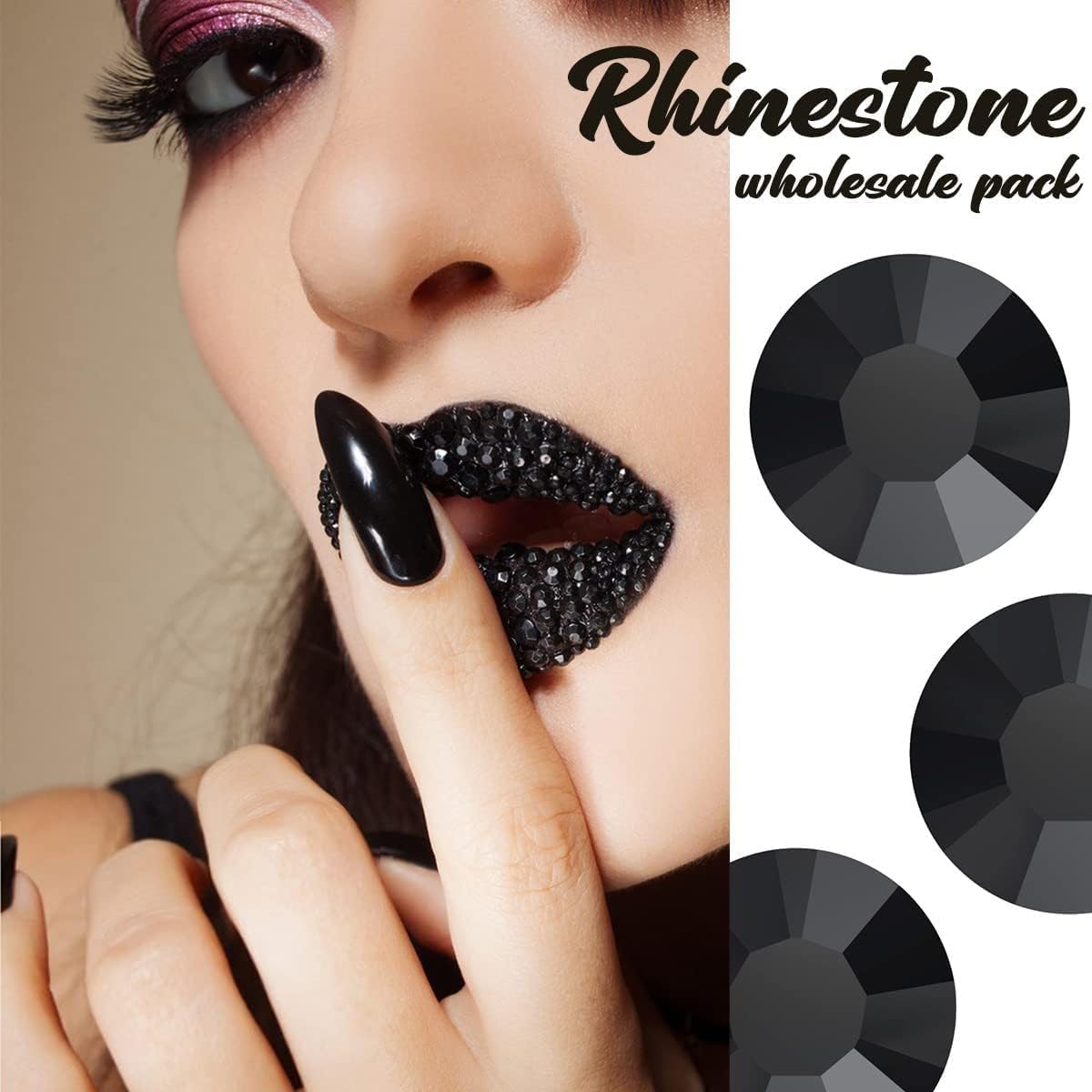 qiipii nail art rhinestones, solid black 5mm stones