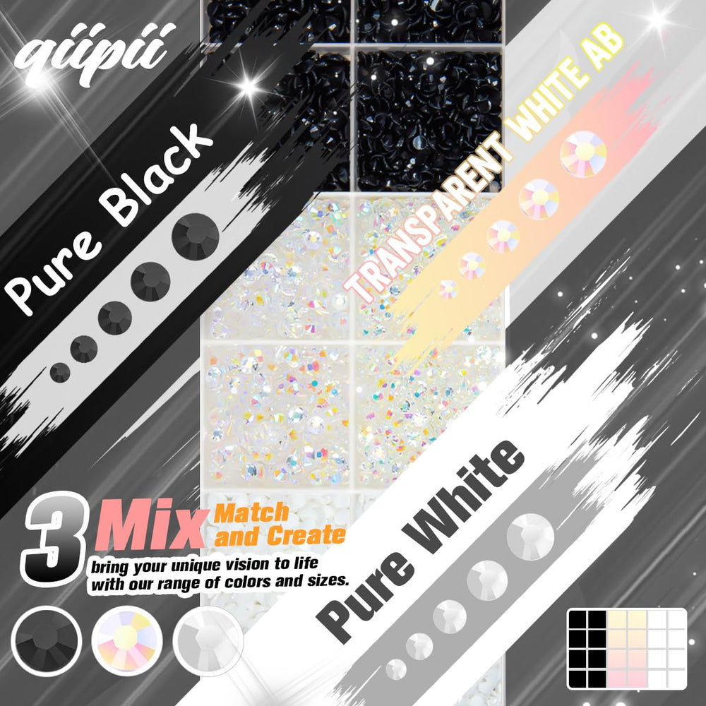 qiipii Neutral Series 3mm white rhinestones for crisp highlights in projects