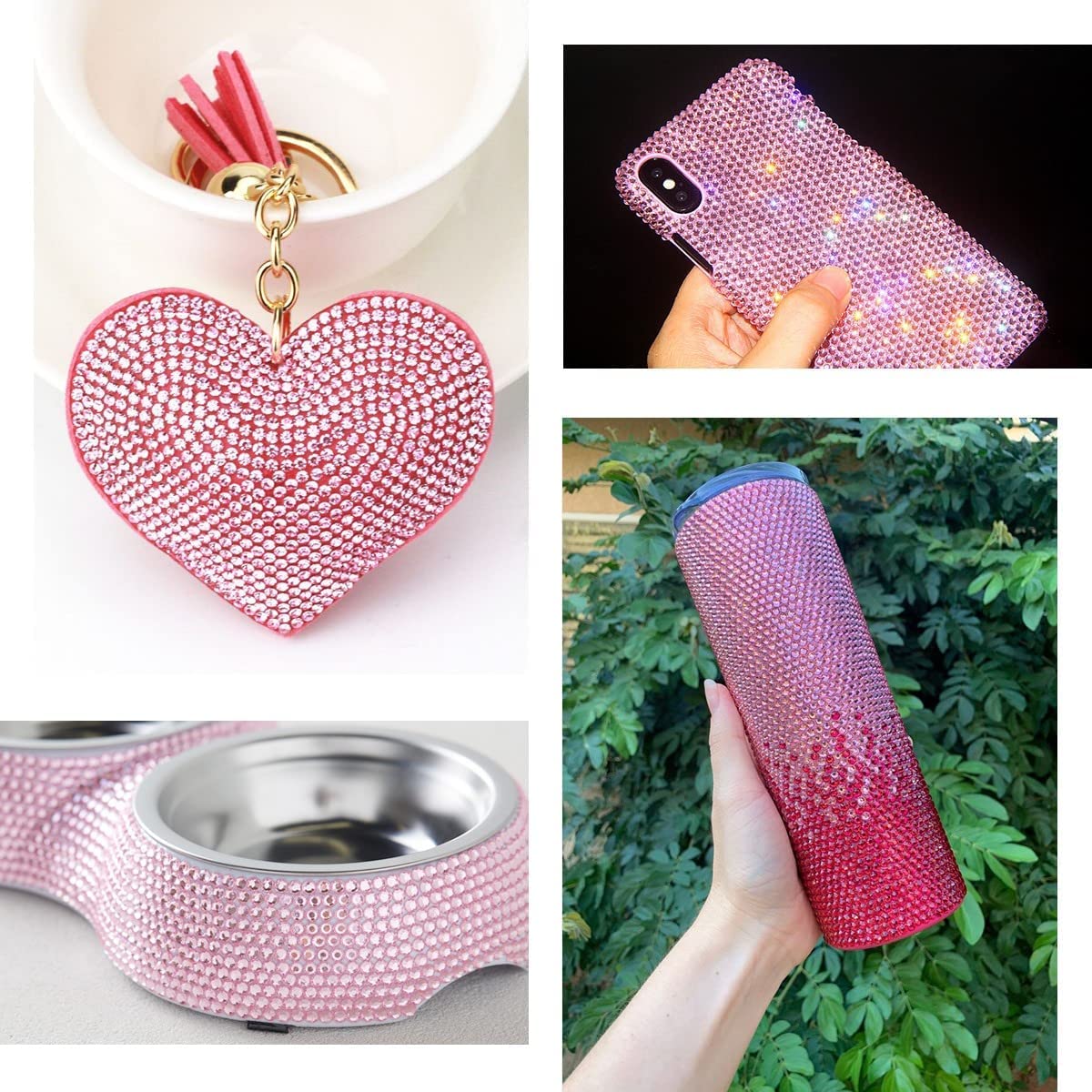 Qiipii pink rhinestones suit crafts beyond nails like scrapbooks and gifts.