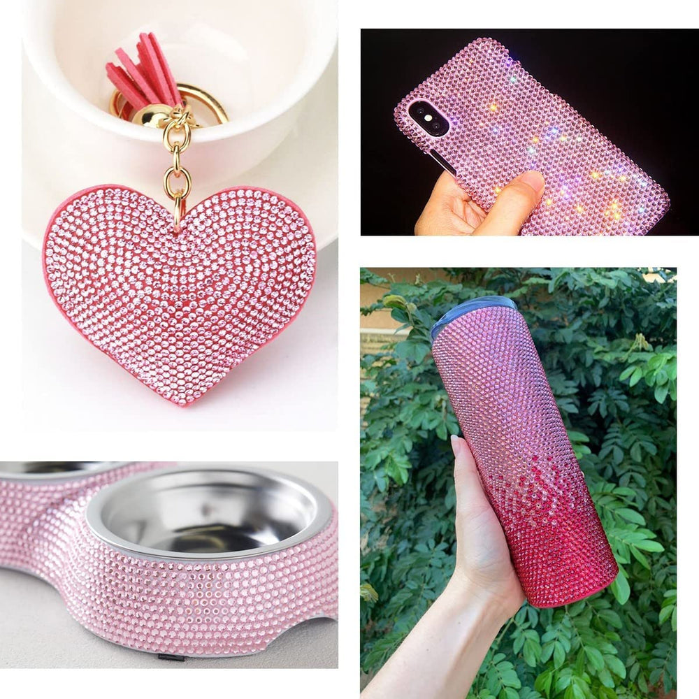 Qiipii pink rhinestones suit crafts beyond nails like scrapbooks and gifts.