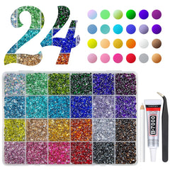 Qiipii rainbow rhinestones in 24-color mix, ideal for tumblers and crafts.