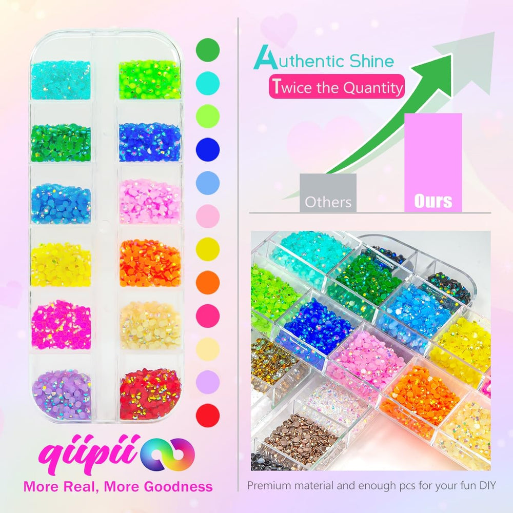 Qiipii resin rhinestones for nails offer colorful accents and easy application.