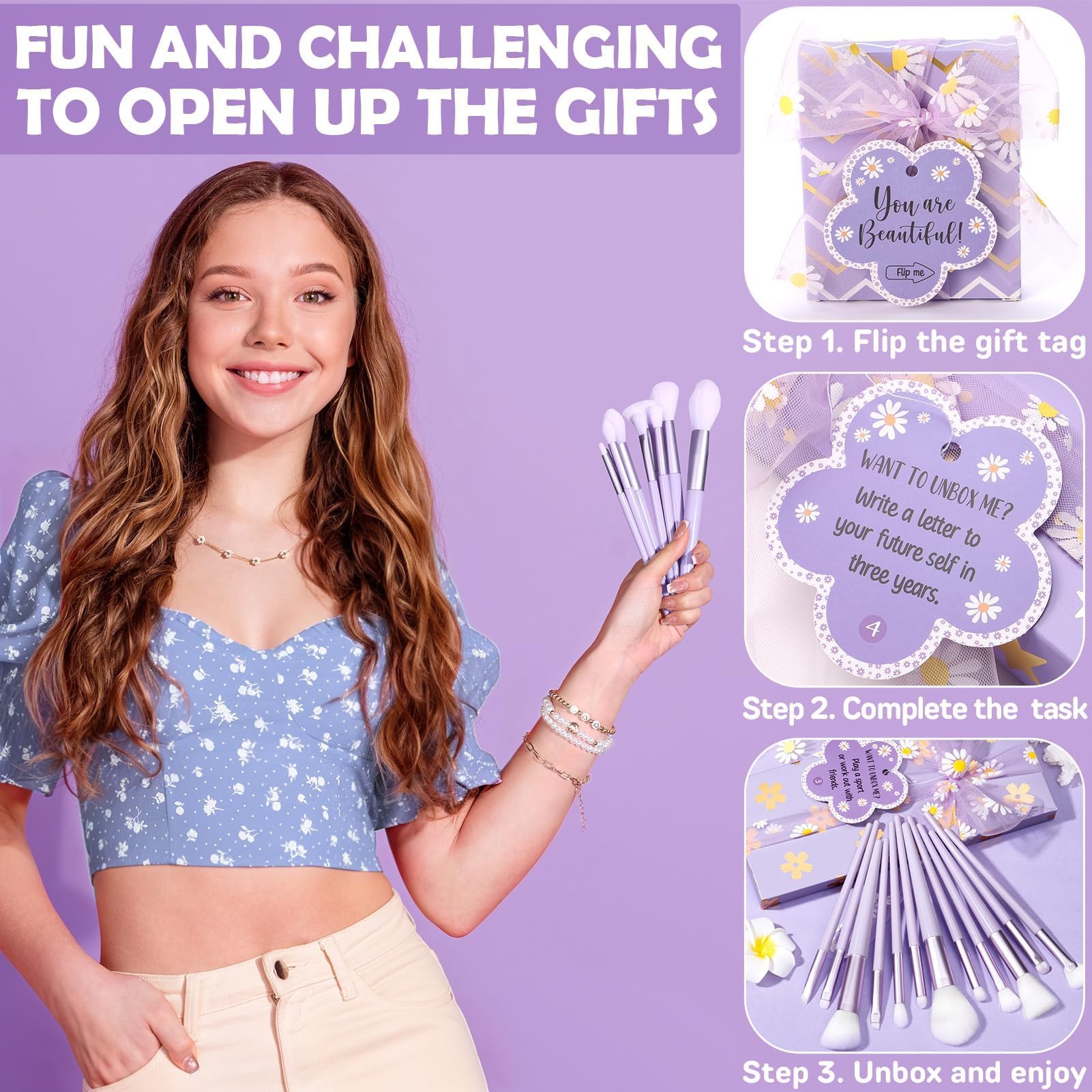 Qinline 8 task tags with ribbon, fun challenges to inspire creativity.