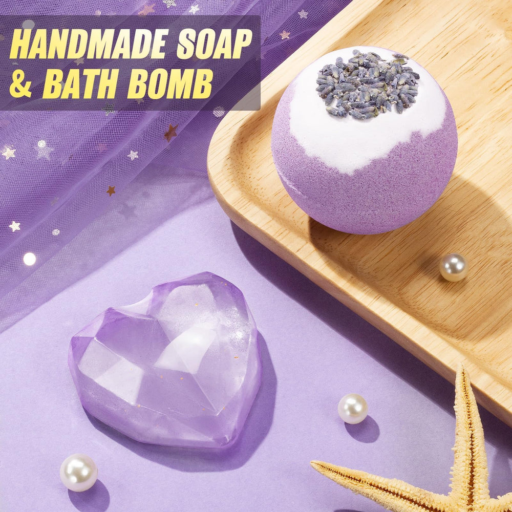 Qinline lavender bath bomb adding soothing bubbles for a relaxing bath.