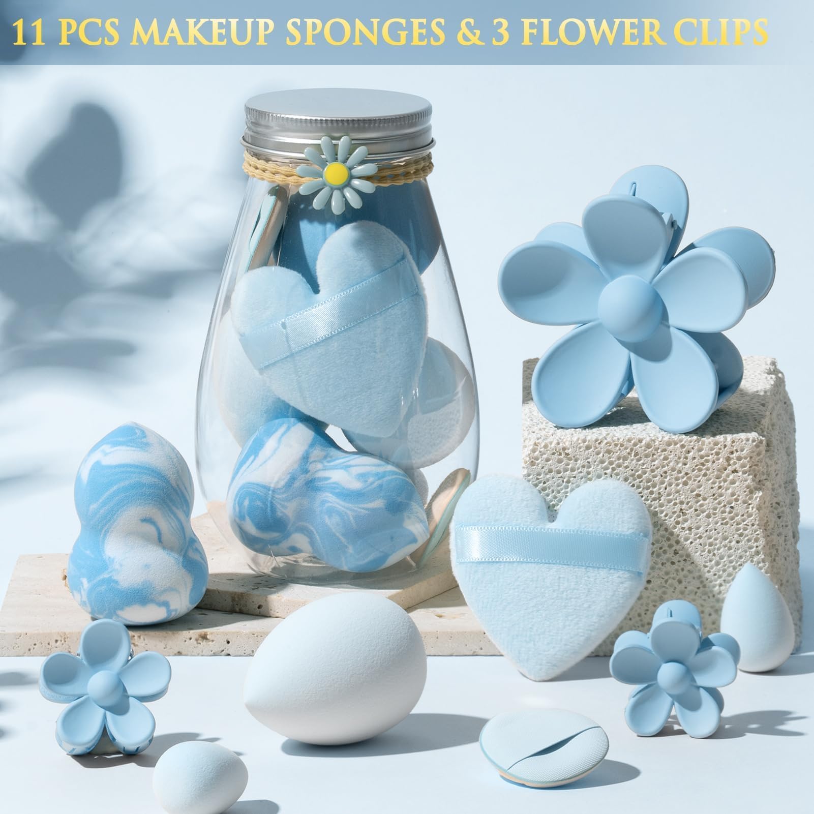 Qinline eyeshadow palette and brushes create bold, playful eye looks.