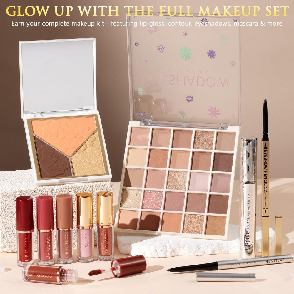 Qinline lip gloss set with multiple shades adds glossy versatility.