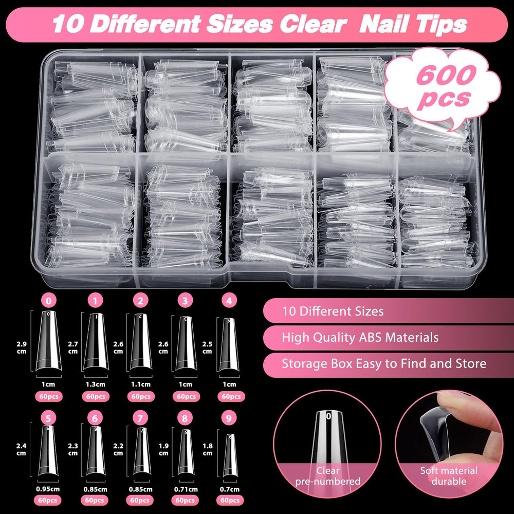 Qinzave clear ABS nail tips provide lightweight, durable extensions for comfortable wear.