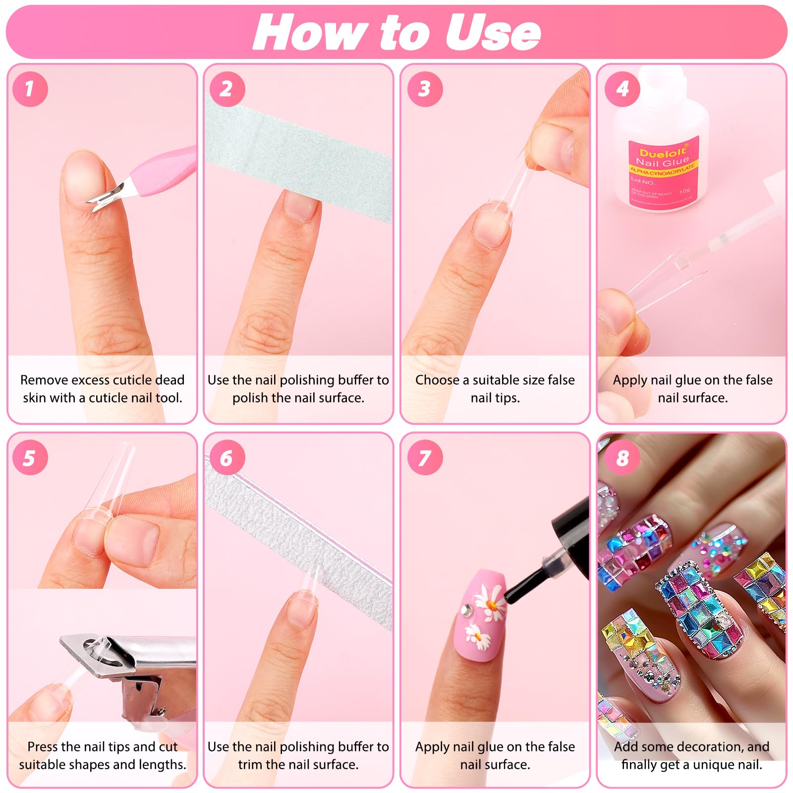 Qinzave cuticle pusher helps prep nails for cleaner, smoother extensions.