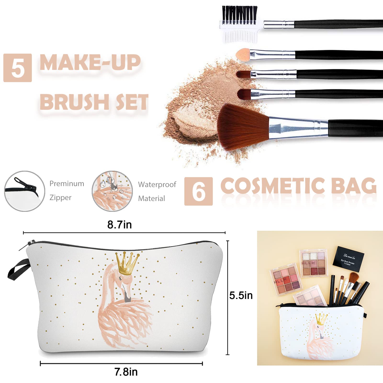 QIONG Flamingo 7-piece soft brush set for precise makeup application