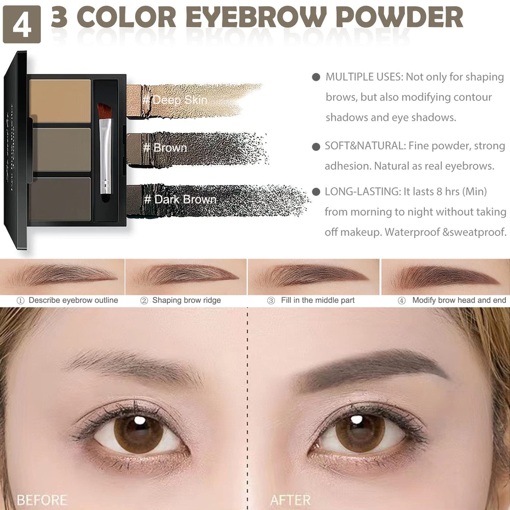 QIONG tri-color eyebrow powder for natural looking brows