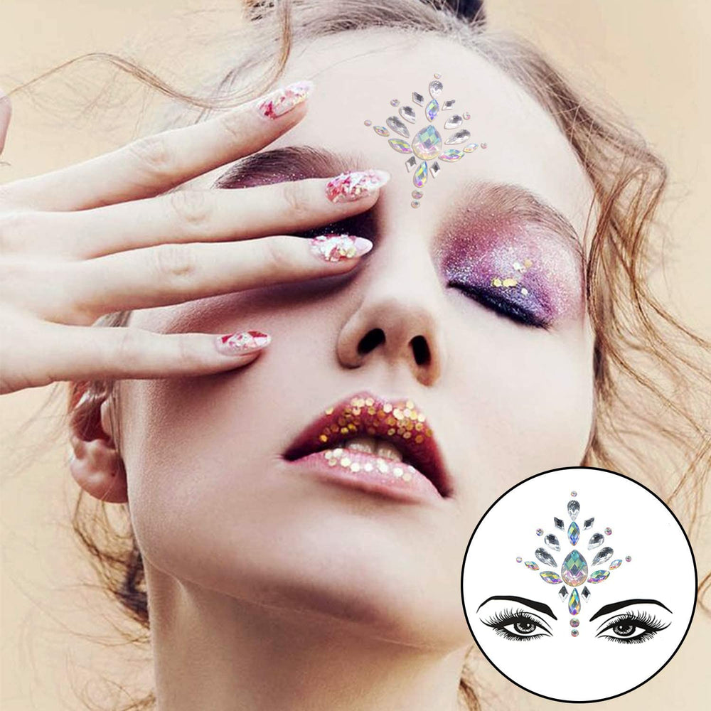 Qiseven body bindi jewels glow under lights for stage-ready style.