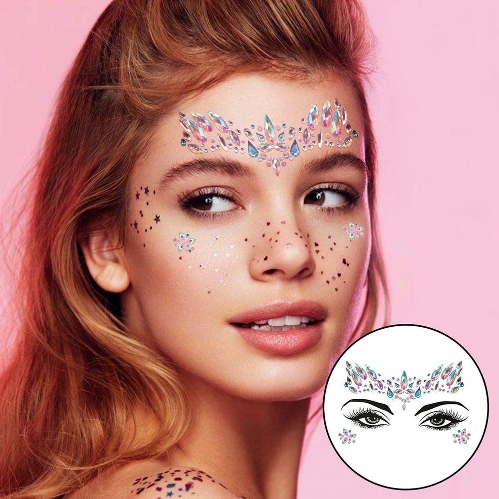 Qiseven Mardi Gras face jewels deliver reusable shine with easy removal.