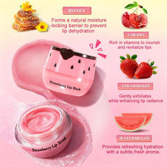 QIUFSSE cherry lip mask application for intensive moisture.