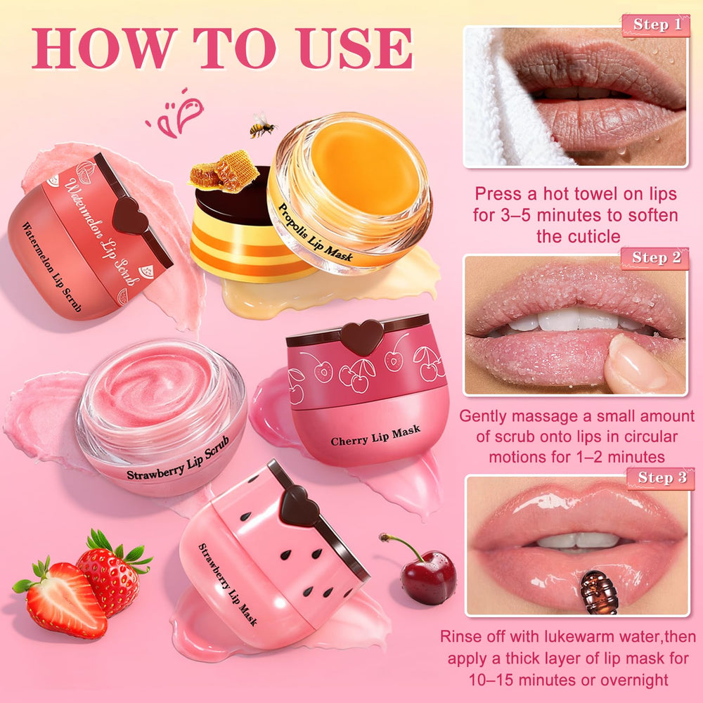 QIUFSSE sleeping lip mask application for overnight hydration.