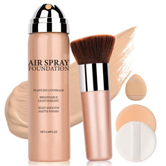 QIUFSSE airbrush foundation bottle displaying lightweight coverage for a natural glow