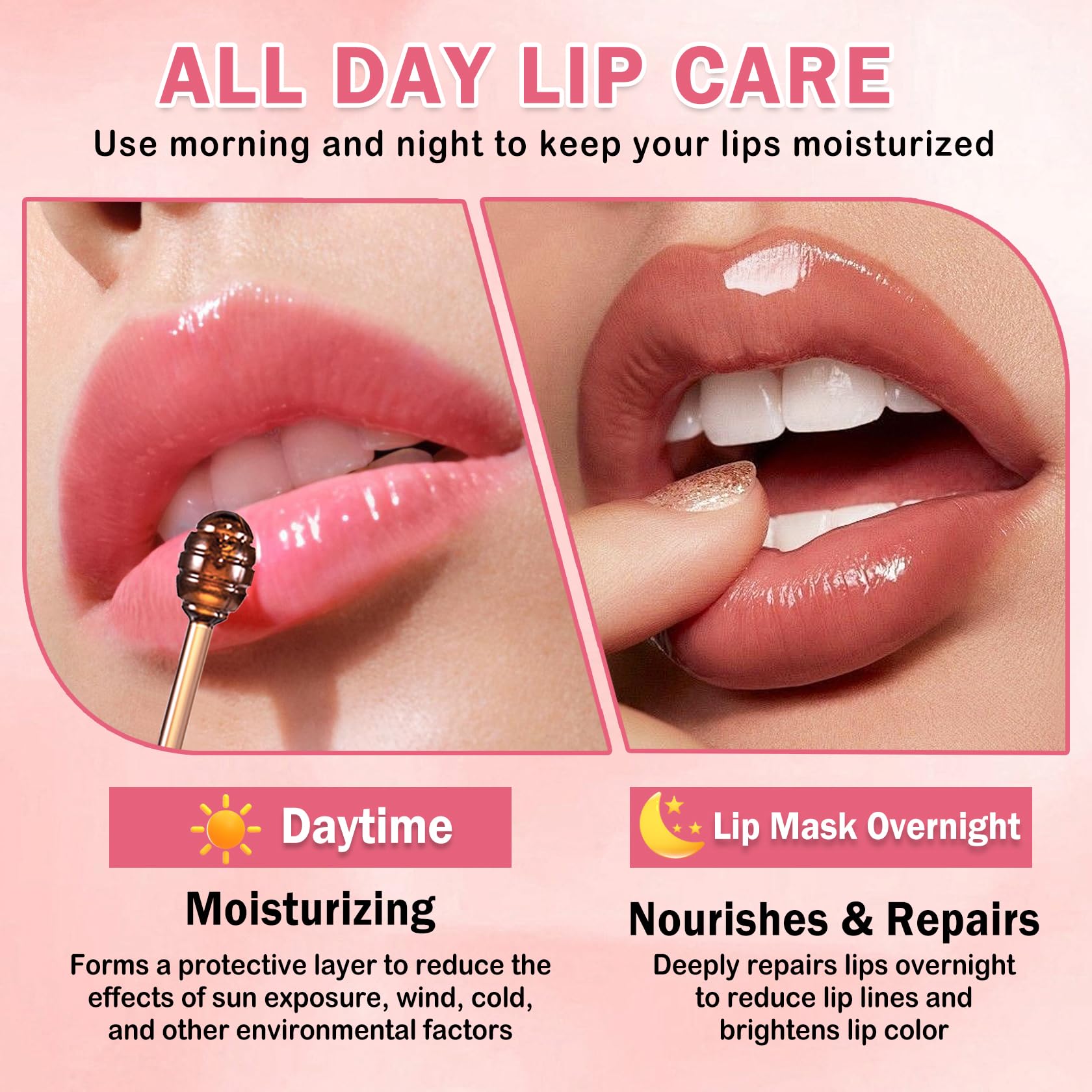 QIUFSSE Honey Pot Lip Balm Set built‑in brush for easy, on‑the‑go application.