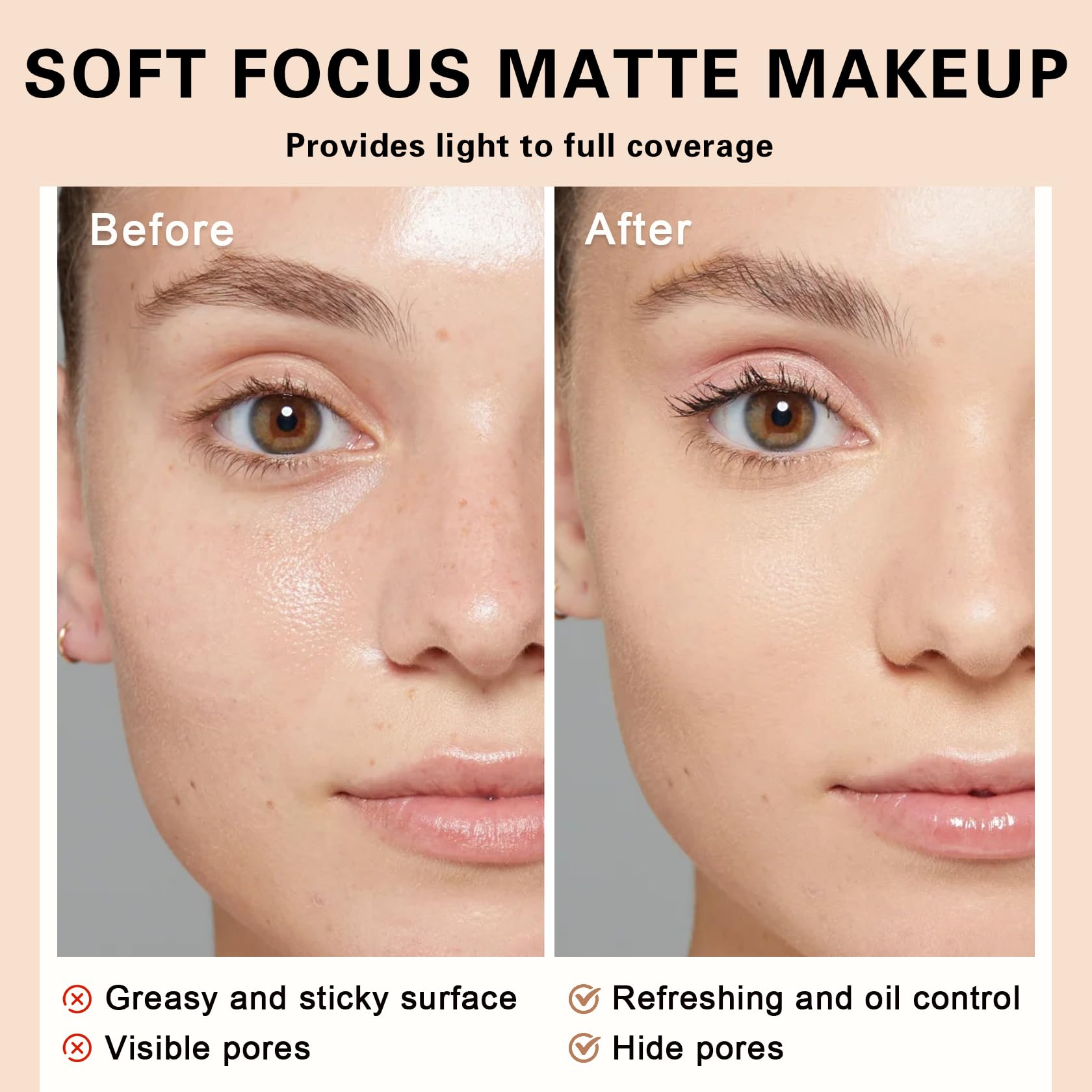 QIUFSSE Mineral Foundation Powder oil-control formula helps keep skin matte.