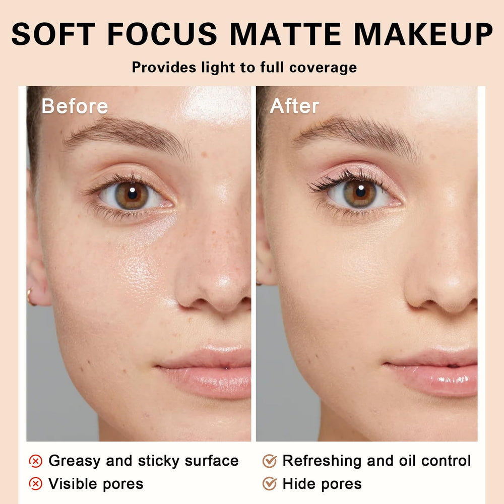 QIUFSSE Mineral Foundation Powder oil-control formula helps keep skin matte.