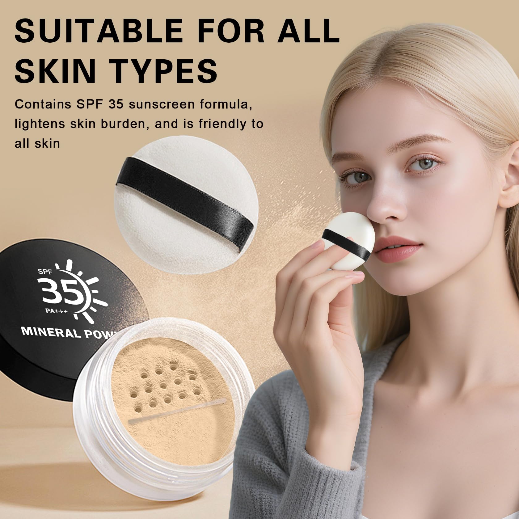 QIUFSSE Mineral Foundation Powder talc-free formula supports sensitive or normal skin.