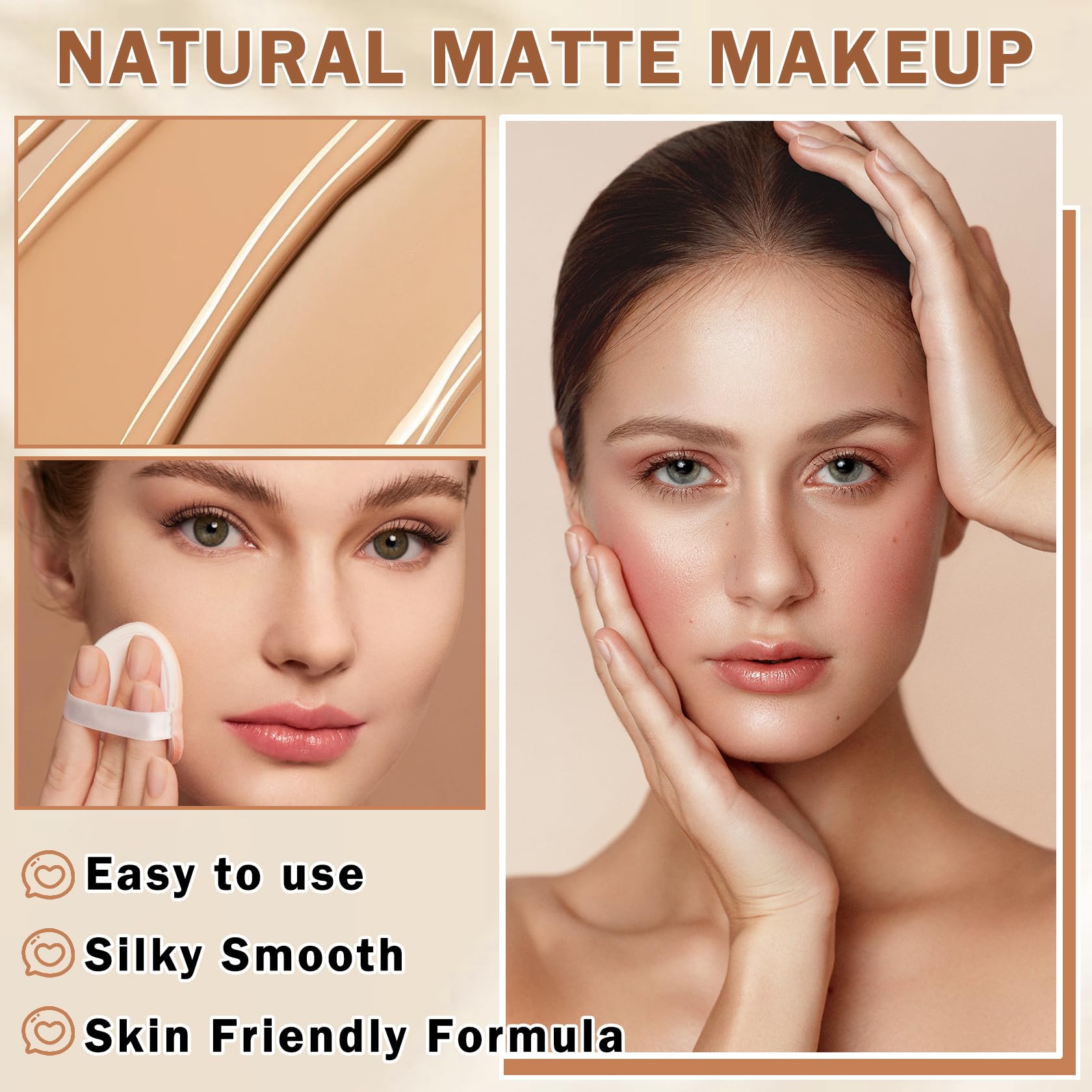 QIUFSSE brightening concealer base for a natural nude look.