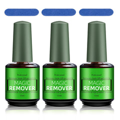 QIUFSSE Magic Remover Gel Polish bottle close-up showing fast removal.