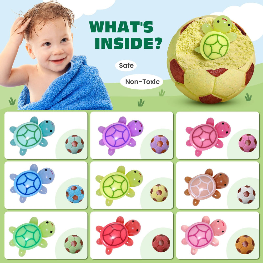 Qivatex bath bombs reveal a turtle toy inside for playful discovery