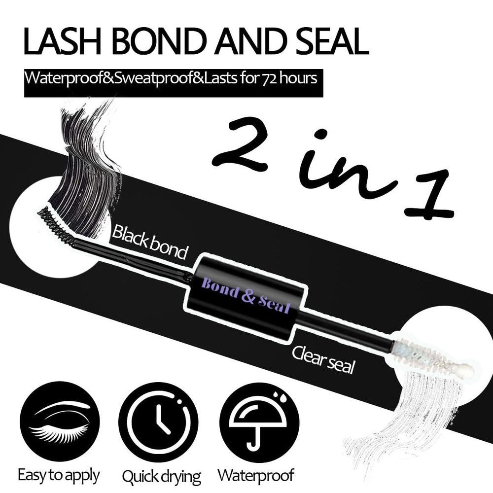 Qiveaory 2in1 lash glue and seal tube design enables precise bonding and sealing.