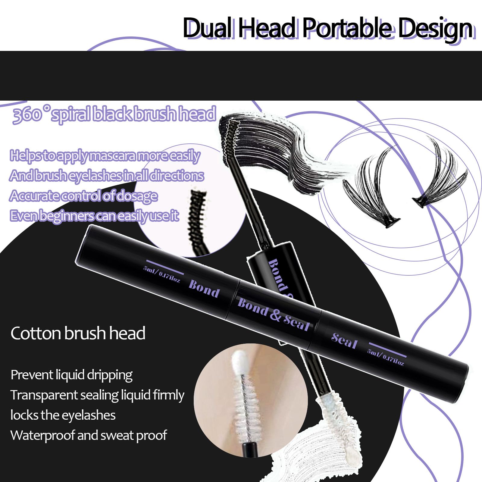 Qiveaory 360-degree spiral brush eases glue application for beginners.
